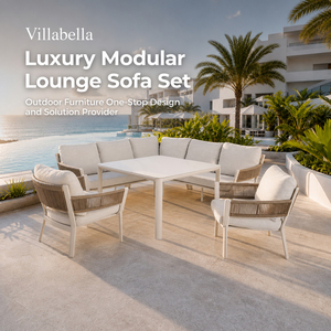 Conjunto de Sofás Seccionales Modernos para Exteriores <span class=keywords><strong>Villabella</strong></span>, con Estructura de Aluminio y Tejido de Cuerda, Muebles de Jardín para Proyectos de Hoteles y Resorts de Lujo - Product Image 1