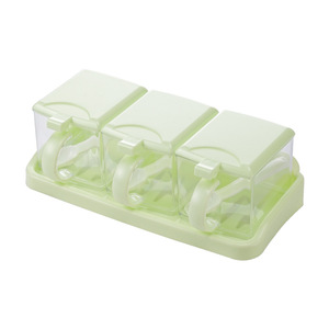 Set di Contenitori per Condimenti da Cucina 3-in-1 in Plastica con Supporto e Cucchiaio per <span class=keywords><strong>Sale</strong></span>, Pepe, <span class=keywords><strong>Zucchero</strong></span> ed Erbe Aromatiche - Product Image 5