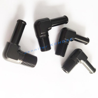 Paduan aluminium 90 derajat laki-laki 1/8 "5/16" 1/2 "3/8" 1/4 "NPT ke 3/8 selang Barb Adaptor fitting Adaptor pemipaan