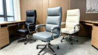Chaise de bureau ergonomique pivotante en cuir PU, grande taille, cadre robuste, style moderne, vente en gros de l'usine de FoShan