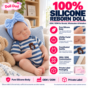 Muñeca Reborn de Silicona de Cuerpo Completo de 18 Pulgadas, Personalizada, con Traje de Oso de Peluche con Rayas Azules y Blancas, Juguete Educativo Suave - Product Image 1