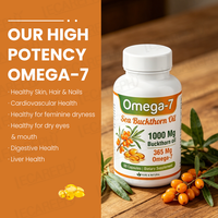 Capsules d'huile de fruit d'argousier naturel, complément Omega 7 en gélules molles pour une peau, des cheveux et des ongles sains, et contre la sécheresse – Omega-7 Complet