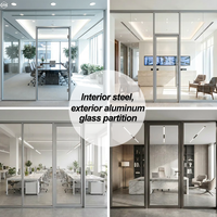 Cloison de séparation en verre simple vitrage 100 mm, structure intérieure en acier et extérieure en aluminium, grille diamantée, pour bureaux et entrepôts, intérieurs modernes