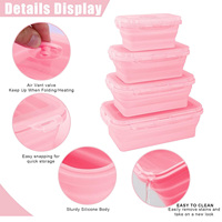Boîte à lunch rectangulaire empilable et portable de 1200 ml, grande boîte à lunch pliable pour enfants, contenants de stockage alimentaire en silicone pliables