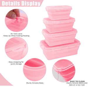 Lonchera Rectangular Apilable y Portátil de 1200 ml, Contenedores Plegables de Silicona para Almacenamiento de Alimentos para Niños - Product Image 5