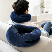 Oreiller de voyage pliable en mousse à mémoire de forme en U avec logo personnalisé, respirant, pour camping et avion, soutien cervical