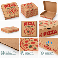 Boîtes à pizza en carton ondulé kraft SP5312, vente en gros d'usine, qualité alimentaire, résistantes à la graisse, logo personnalisé en relief, plusieurs tailles, écologiques