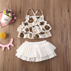 Ensembles de vêtements pour bébés, t-shirts à manches courtes et jupes, ensembles de vêtements pour enfants, ensembles de vêtements décontractés en tricot léopard pour filles, vêtements d'été pour enfants - Product Image 5