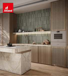 Gabinete de <span class=keywords><strong>Cocina</strong></span> <span class=keywords><strong>con</strong></span> Puerta de Madera Natural <span class=keywords><strong>con</strong></span> Acabado de Chapa de Roble Estilo Francés Alland, <span class=keywords><strong>con</strong></span> Puerta de Rejilla Texturizada <span class=keywords><strong>con</strong></span> Tejido de Ratán - Product Image 2