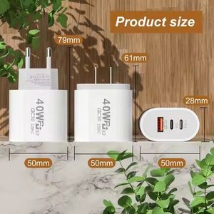 US EU <b>Plug</b> PD 40W Super Fast Charging <b>USB</b> C Wall Charger Power <b>Adapter</b> for Universal Mobile Phone - Product Image 5