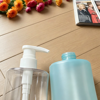 Bouteille de lotion PET tendance de 500 ml avec pompe, flacon de shampoing large et rond pour gel douche, savon pour les mains, emballage cosmétique, couleur personnalisée, OEM