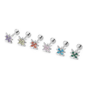 एस्टम f136 टाइटेनियम मिश्र धातु स्टार डेविड इयररिंग्स के साथ 5 ए ज़िरकॉन इनले सुरुचिपूर्ण और फैशनेबल भेदी - Product Image 5