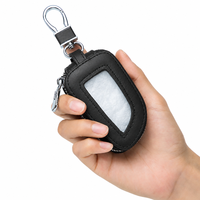 En gros : Étui de protection pour clé de voiture en cuir PU, avec fenêtre transparente incurvée et fermeture éclair, pour télécommande automobile, et porte-clés en gros