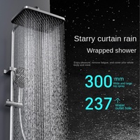Ensemble de douche Nexgrand au design moderne en laiton poli, mitigeur monocommande, pommeau de douche pluie pressurisé à grand débit, fixation murale, 3 robinets