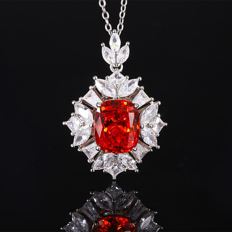 Pendentif orange coupé nid d'oiseau avec chaîne