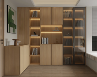 Étagère en bois multicouche ENF écologique personnalisée pour toute la maison, armoire en OSB avec éclairage LED et porte en verre PET