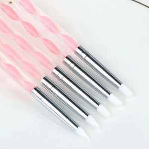 Kit de 5 pinceaux en silicone pour la sculpture des ongles, bleu, vert, rose, outils de pointillage pour pétales de fleurs, pour l'art des ongles 3D - Product Image 3