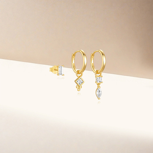 Boucles d'oreilles créoles classiques en argent 925 plaqué or 18 carats avec motif étoile, idéales pour le quotidien, collection de bijoux tendance - Product Image 6