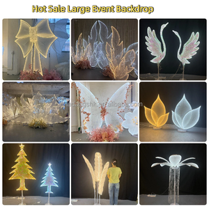 LEDA Lighted Angel Wing <b>Backdrop</b> Crown Shape Wedding Background <b>Stand</b> Warm White Light For Wedding Stage Decoration - Product Image 4