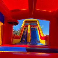 Videur gonflable commercial rebondissant enfants été maison rebondissante toboggans aquatiques combo avec fosse à balles et toboggan extérieur