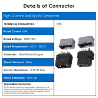 Connecteur QS5 60A, prise haute intensité 500V DC, chargeur EV, contact en cuivre plaqué or, boîtier PA66, prise stable et sûre