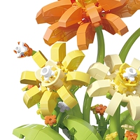 Ensemble de blocs de construction floraux 285 pièces en plastique ABS, modèle de bouquet DIY avec couvercle anti-poussière, décoration de bureau, cadeau