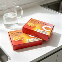Boîte d'expédition en gros personnalisée pour sachets de suppléments de vitamine C, dégradé orange, pour emballage cadeau de produits de santé