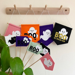 Venta al por mayor monograma naranja negro jardín bandera decoración truco o trato bandera Halloween banderas - Product Image 5