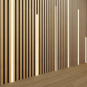 KASARO Led Light Akupanel Sound-absorbing Wall Soundproofing Panels MDF PET Wood Slat Wall Panels LED Acoustic Panels