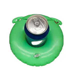 环保PVC派对充气青蛙沙滩杯罐架泳池葡萄酒饮料浮动托盘浮动啤酒冰柜桶