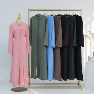 Abbigliamento Islamico Loriya all'Ingrosso, Eleganti Abiti Estivi da <span class=keywords><strong>Donna</strong></span> Islamici, Set Abaya Traspirante a 2 Pezzi con Apertura Frontale per Eid e Ramadan - Product Image 6