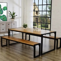 Ensemble de bureau RH Super Factory en fer et bois industriel, avec plateau en bois de pin, pour entreprise et bureau à domicile