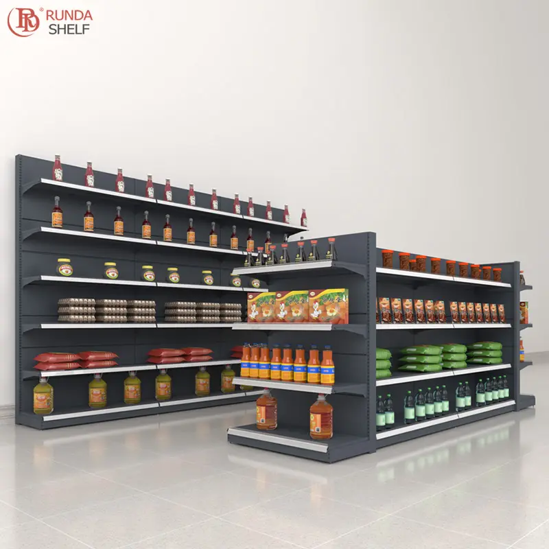 Heavy Duty Supermarket Metallic Shelves Store Display Racks Gondola Shelving OEM Supermarket Shelves