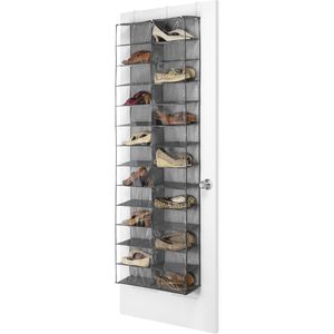 Over The Door Shoe <b>Shelves</b> 26 Sections Gray Fabric Organizer Behind Doors <b>Hook</b> Type Mount - Product Image 2
