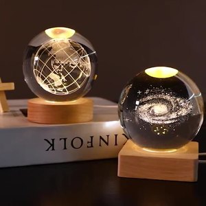 3D Art sfera di cristallo lampada luminosa sfera di cristallo decorazione sistema solare luci notturne prezioso regalo - Product Image 1