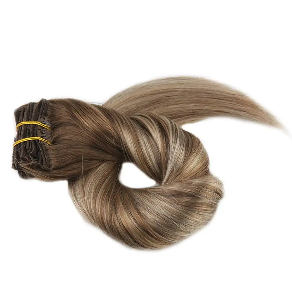 Wholesale double drawn seamless clip in hair extensions