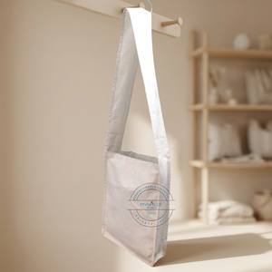 Sac à bandoulière en toile unie pour femme, style minimaliste, ouverture supérieure, usage quotidien, couleur beige clair, design à une seule sangle - Product Image 5