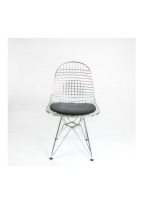 Chaise de salle à manger moderne en treillis métallique avec coussin noir et pieds en métal, chaise d'appoint contemporaine pour la maison et les restaurants