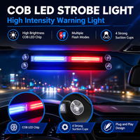 Feu de signalisation d'urgence LED COB bleu 12V-24V pour pare-brise de voiture, clignotant stroboscopique pour rénovation/amélioration