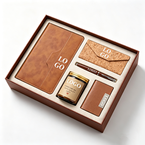 Set de Regalo de Lujo 5 en 1 con Logotipo Personalizado, Cuaderno de Cuero A5, Bolígrafo, Vela Aromática, Estuche para Gafas, Personalización de Marca para Empleados - Product Image 1
