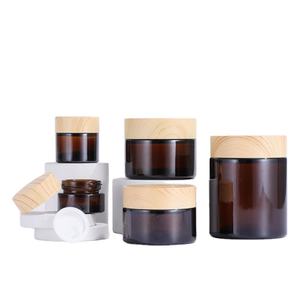 Envase de Vidrio Negro de Lujo Ecológico con Tapa de Madera de 5g 10g 15g 20g 30g 50g 60g 100g para Cosméticos, Cremas y Productos Faciales - Product Image 4