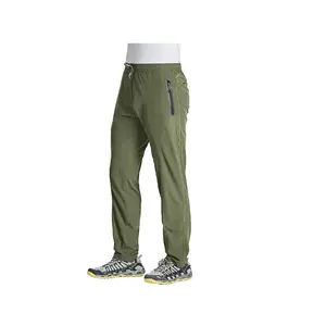 GRÁTIS SAMPLE Calças dos homens leves Quick Dry Caminhadas Pesca Correndo Calças Workout Active 2 Zipper Bolsos Open Bottom Jogger