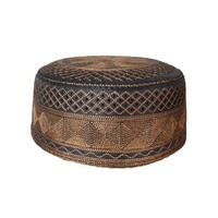 Chapeau Kufi musulman pour adulte brodé sur mesure, chapeau islamique imprimé à dessus plat, chapeau ethnique islamique arabe