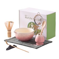 Ensemble de Matcha en Céramique Portable, Écologique et Durable, Style Japandi Minimaliste, avec Support 100 Pièces et Bol à Matcha Luobao