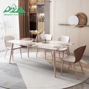Juego de Comedor Rectangular Moderno y Lujoso Wayon con Cubierta de Piedra Espejada y Sillas <span class=keywords><strong>para</strong></span> Hotel y Villa, Ensamblado - Product Image 2