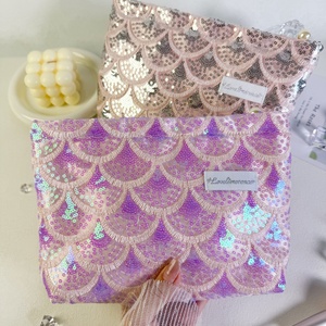 Bolsa de cosméticos de lentejuelas de alto grado para mujer, bolsa con cremallera, etiqueta hecha a mano, costura de lentejuelas con cuentas para mujer - Product Image 4