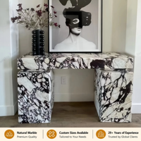 Meubles en marbre naturel et en travertin de luxe, table console d'entrée moderne personnalisable pour salon, hôtel et décoration