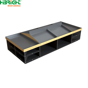 Étagère de présentation pour supermarché en bois grainé, unité de rayonnage au sol pour la vente au détail avec compartiments de rangement - Product Image 5