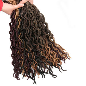 AliLeader Faux Locs Trecce Crochet Ricci 18 Pollici Morbide Nero Naturale 99J Estensioni di Capelli Sintetici 20 Ciocche/Confezione - Product Image 1