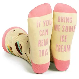Calcetines con eslogan creativo antideslizante para mujer, calcetín con diseño personalizado oem logo "If You Can Read This Bring Me Some gelato", novedad